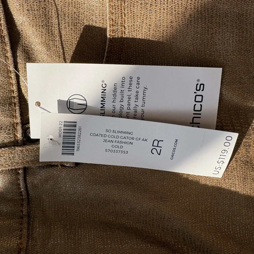 Chico's NWT SO Slimming Girlfriend Slim Leg Gold - Picture 6 of 6